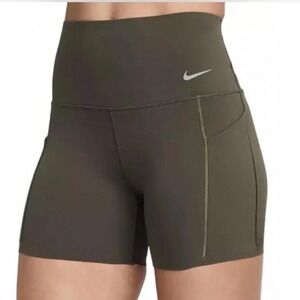 NEW Nike XS Universa Women Mid Rise 5" Biker Shorts Olive Green FN3151-325